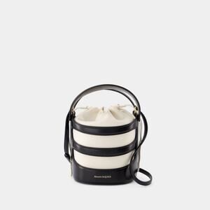 Alexander McQueen The Rise Bucket bag leather black and white